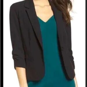 NWT Eliza J black ruched sleeve blazer